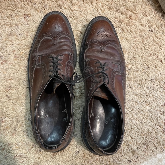 Vintage Mens Oxford Wingtip Burgundy Leather Brown Burgundy 10 1/2 C USA MADE! - Picture 1 of 4